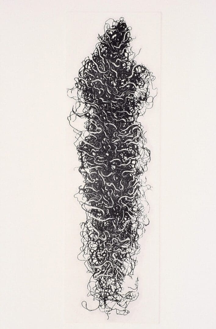 A drawing of THREADS in black with white background